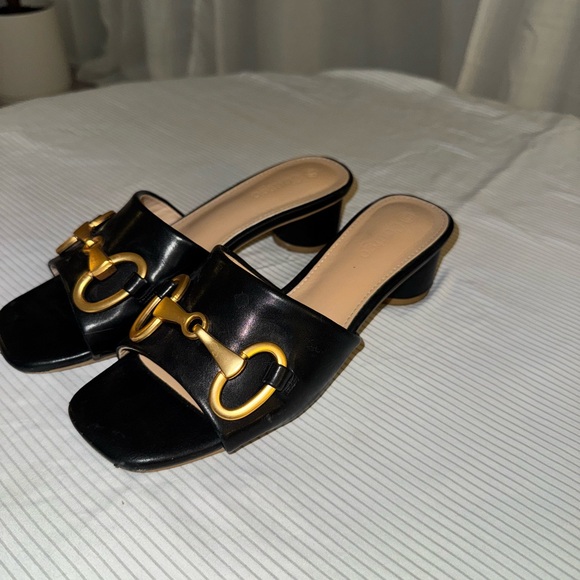 Shoes - Black and Gold Women's Mules